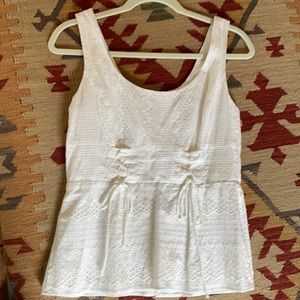 BCBG white eyelet blouse